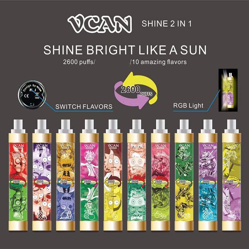 Vcan Shine 2 in 1 Disposable Device Cigarettes 2600 Puffs 8ML Pre-Filled Vape Pods 1300mah battery aviliable labs gunnpod bang pro max air
Vcan Shine 2 in 1 Disposable Device Cigarettes 2600 Puffs 8ML Pre-Filled Vape Pods 1300mah battery aviliable labs gunnpod bang pro max air