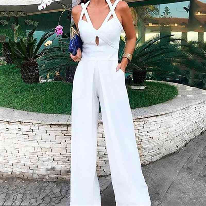 women summer hollow out jumpsuits halter full length pants playsuit womens slim v neck party rompers overalls, Black;white
women summer hollow out jumpsuits halter full length pants playsuit womens slim v neck party rompers overalls, Black;white