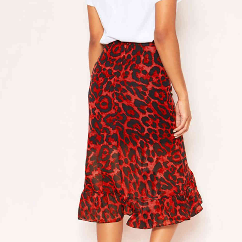 Skirt Women Summer Leopard Print Vintage Long Women's Casual High Waist Pleated Fashion 210428
