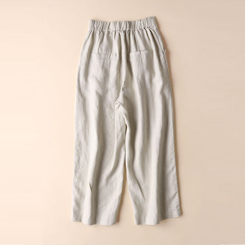 Summer and Autumn Cotton Linen Wide Leg Pants Women High Waist Palazzo Korean Style Plus Size Loose Womens Trousers 210428