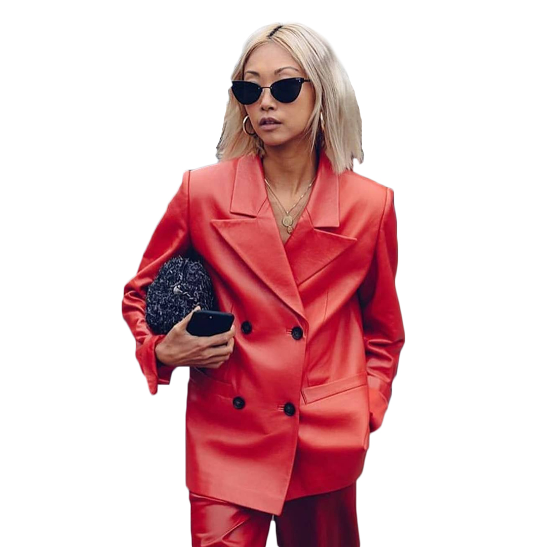 Street Shot Fashion Blazer Suits 2 Pieces Long Sleeve Double Breasted Pants Outfits Evening Party Wedding Formal Jacket