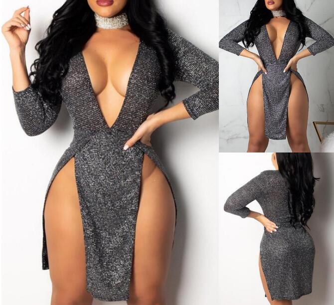 Women High Side Split Sexy Night Clubwear Short Dresses Femael Long Sleeve Low Cut Deep V Neck Bodycon Slim Fit Party Wear Dress Y084, As show
Women High Side Split Sexy Night Clubwear Short Dresses Femael Long Sleeve Low Cut Deep V Neck Bodycon Slim Fit Party Wear Dress Y084, As show