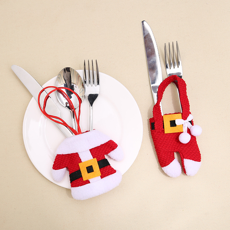 & Design Knife and Fork Bag Cutlery Pockets Tableware Holders Christmas Eve Dinner Table Decor Xmas Decorations DH0138 Free shipping