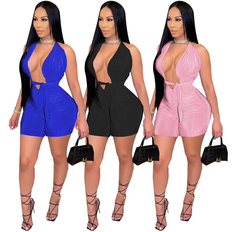 Wholesale Backless Jumpsuits Women Bodycon Romers Sexy V Neck Sleeveless Playsuits Casual Solid Overalls Club Wear Bulk 6972, Pink
Wholesale Backless Jumpsuits Women Bodycon Romers Sexy V Neck Sleeveless Playsuits Casual Solid Overalls Club Wear Bulk 6972, Pink