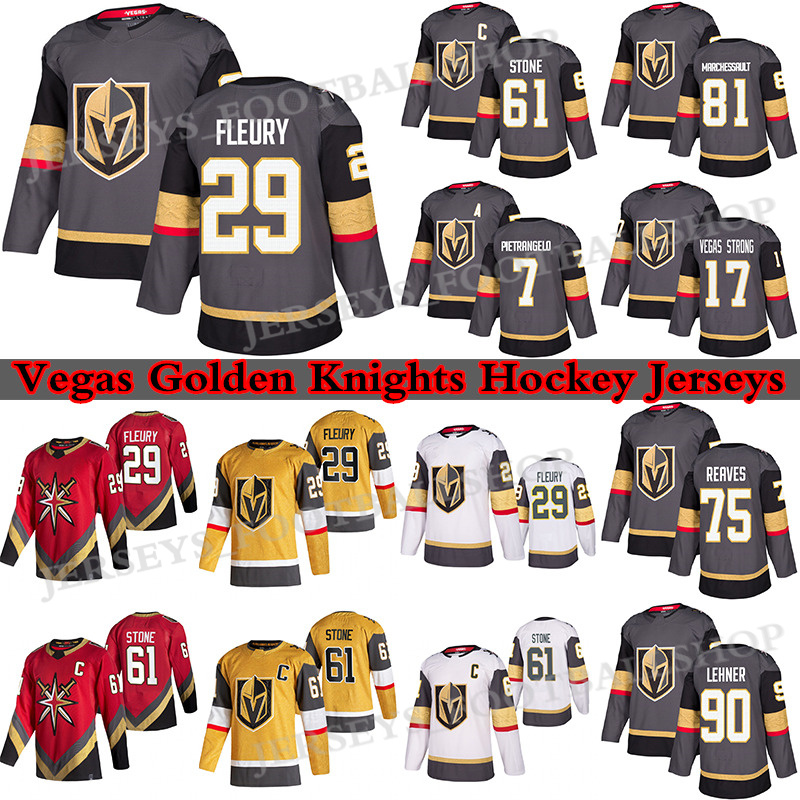 Vegas Golden Knights Jersey 29 Marc-Andre Fleury 61 Mark Ston 75 Ryan Reaves 71 William Karlsson 67 Max Pacioretty 81 Marchessault Hockey Jerseys, Red retro mens vegas golden knight inaug