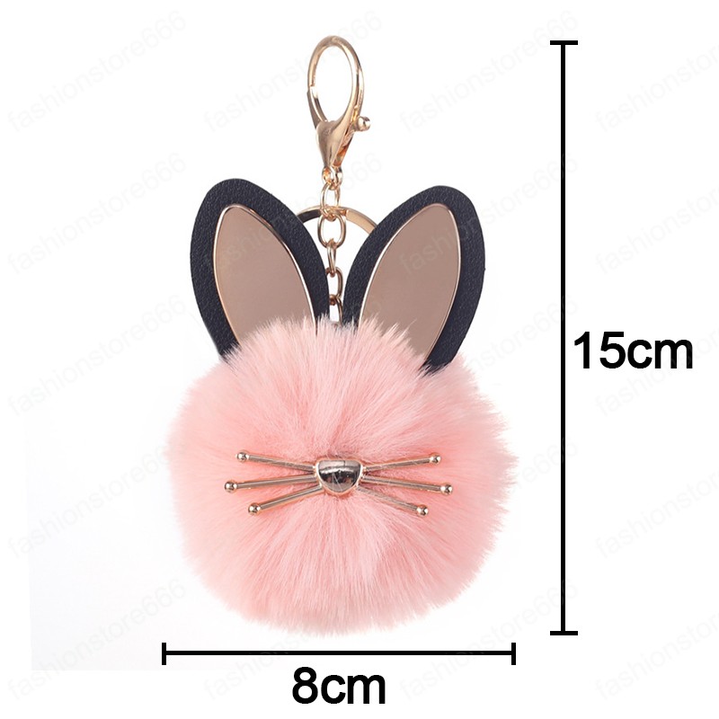 3 Colors Cute Fur Ball Keychain Cat Soft Pompom Animal Hair Ball Car Keychain Ladies Car Bag Accessories Key Ring Mom Gift