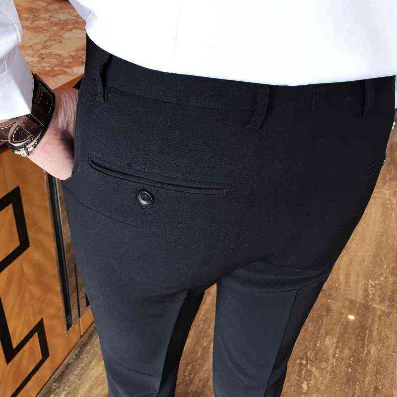 2021 Mens Slim Fit Business Dress Pants for Men Suit Pants Men Spring Formal Suit Trousers Black White Blue Dress Pants Men X220214