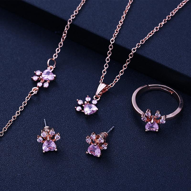 Earrings & Necklace Footprints Jewelry Set Crystal Bracelet Ring Earings Gift, As pic
Earrings & Necklace Footprints Jewelry Set Crystal Bracelet Ring Earings Gift, As pic