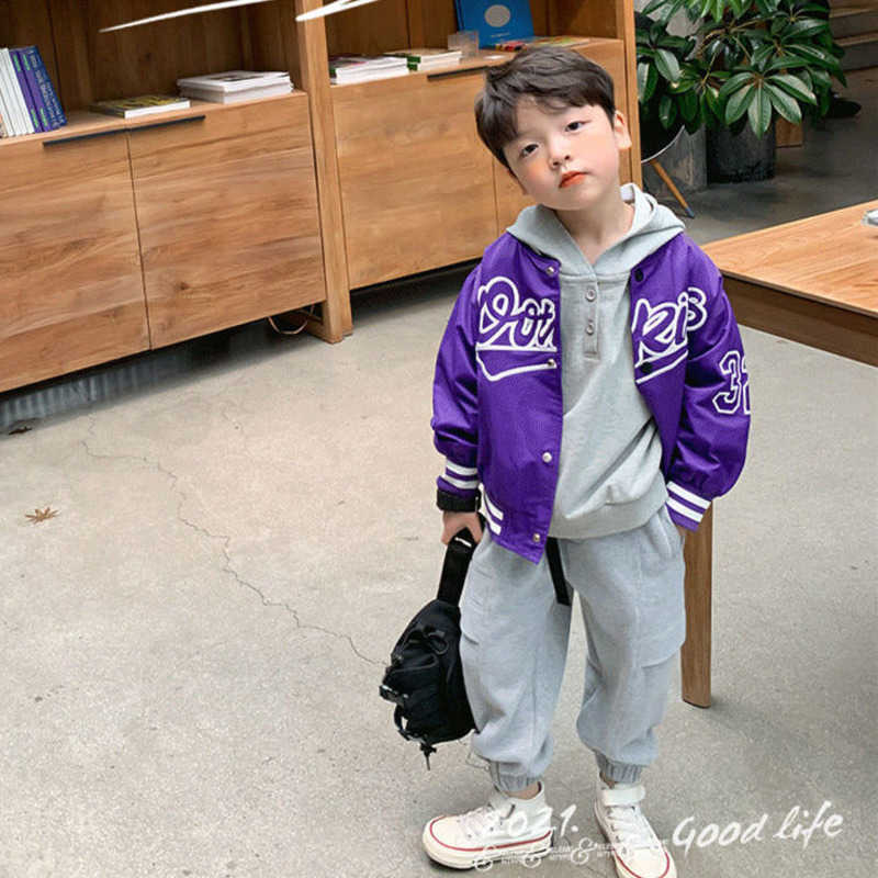 Spring Purple Baseball Jacket Big Kids Clothes For Teen Teens Girls Boys Cardigan Children Outwear Coats Hoodies Windbreaker 210824