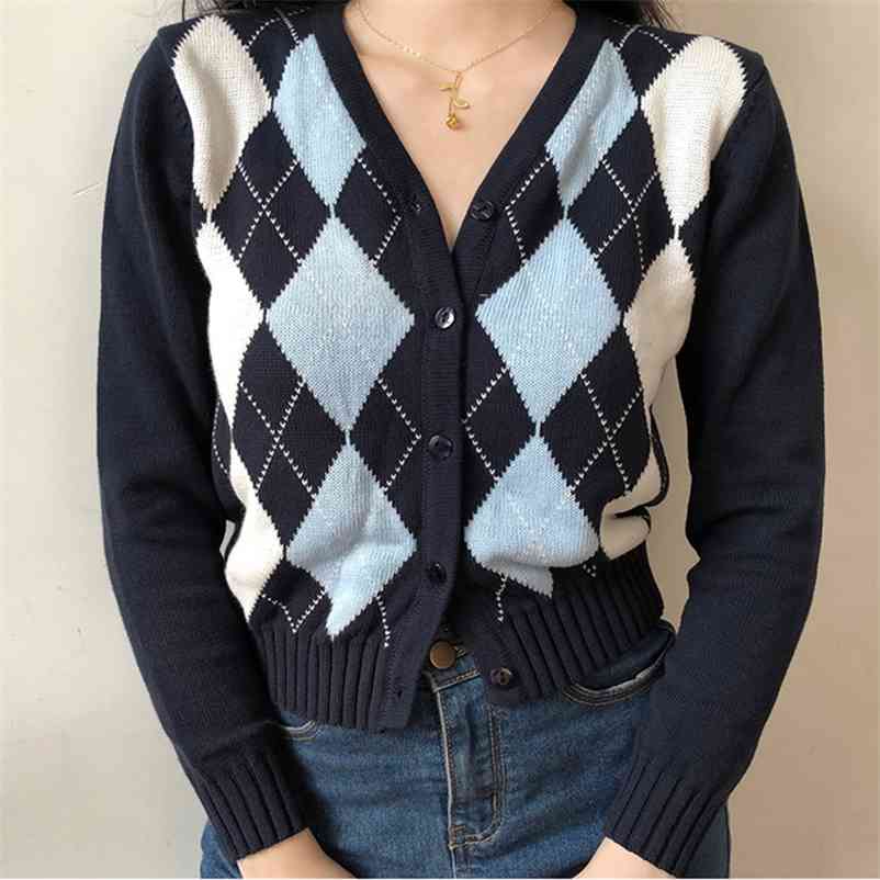 Vintage Geometric Argyle Sweater Cardigan Women Autumn Knit Long Sleeve V Neck Outerwear Elegant Knitted Ladies Sweaters 210830, Navy blue
Vintage Geometric Argyle Sweater Cardigan Women Autumn Knit Long Sleeve V Neck Outerwear Elegant Knitted Ladies Sweaters 210830, Navy blue