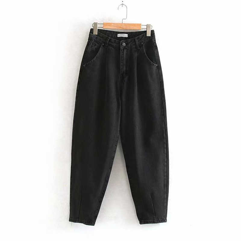 Jeans Woman Loose Casual Harem Pants friends Mom Jeans Streetwear Denim Pants Women Pleated Pocket Trousers Jean Femme LY191203