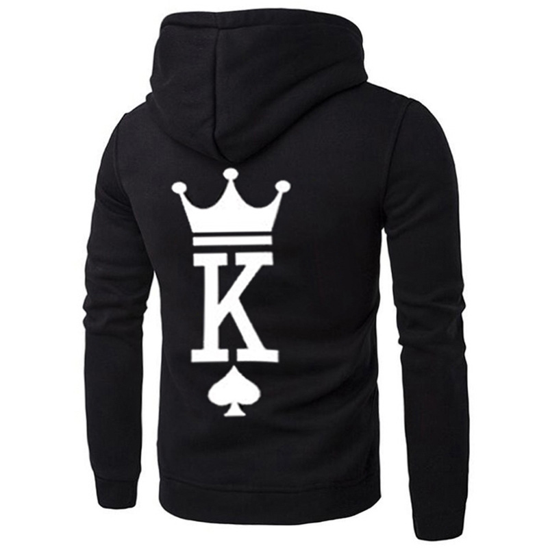 QUEEN KING Print Hooded Long Sleeve Couple Top Fashion New Style Casual Women T-Shirt Letter King Queen Long Sleeve Shirt Women 210406