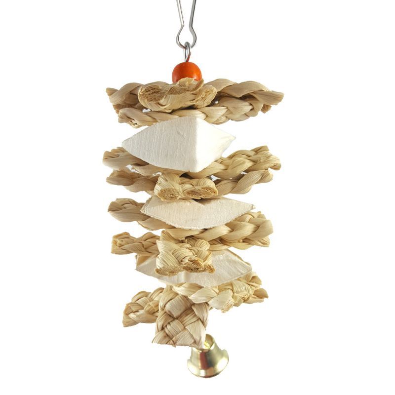 Parrot Bird Natural grass Toys Gum Bite Button Kooi Bel Swing Climb 40JA