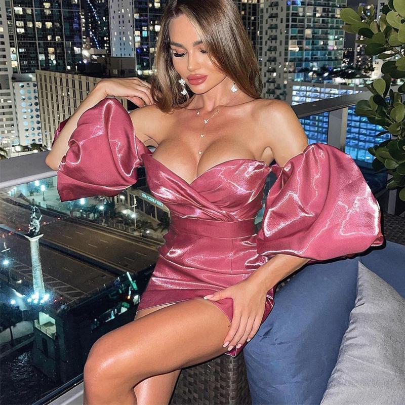 Casual Dresses Women Summer Temperament Short Dress Girls Solid Color Off Shoulder V-neck Puff Sleeve Backless Bright Yarn Ruched Slim
Casual Dresses Women Summer Temperament Short Dress Girls Solid Color Off Shoulder V-neck Puff Sleeve Backless Bright Yarn Ruched Slim