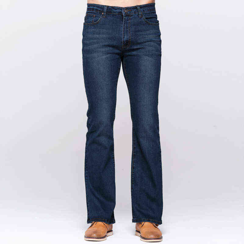 GRG Mens Slim Boot Cut Jeans Classic Stretch Denim Slightly Flare Deep Blue Fashion Trousers 211111