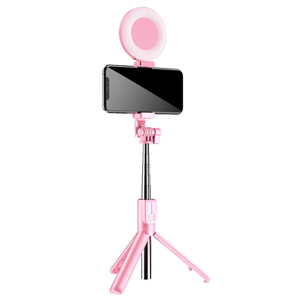 J861 Wireless Selfie Stick Tripod Dimmable Selfie Ring Fill Light Fill Lamp Foldable Fit for Smartphones