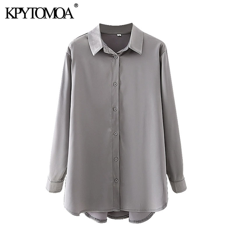 Women Fashion Soft Touch Loose Blouses Long Sleeve Button-up Female Shirts Blusas Chic Tops 210420
