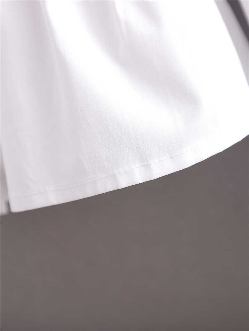 Elegant Women Turn Down Collar Shirts Fashion Ladies Solid White Tops Streetwear Female Chic Elastic Waist Blouses 210527