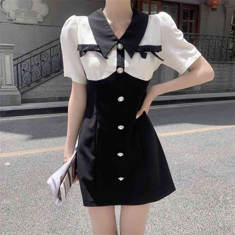 Vintage Fashion Hit Color Sweet Puff Sleeve Peter Pan Collar Bowknot Slim Dress Elegant Single-breasted Party Vestidos 210519, Photo color
Vintage Fashion Hit Color Sweet Puff Sleeve Peter Pan Collar Bowknot Slim Dress Elegant Single-breasted Party Vestidos 210519, Photo color
