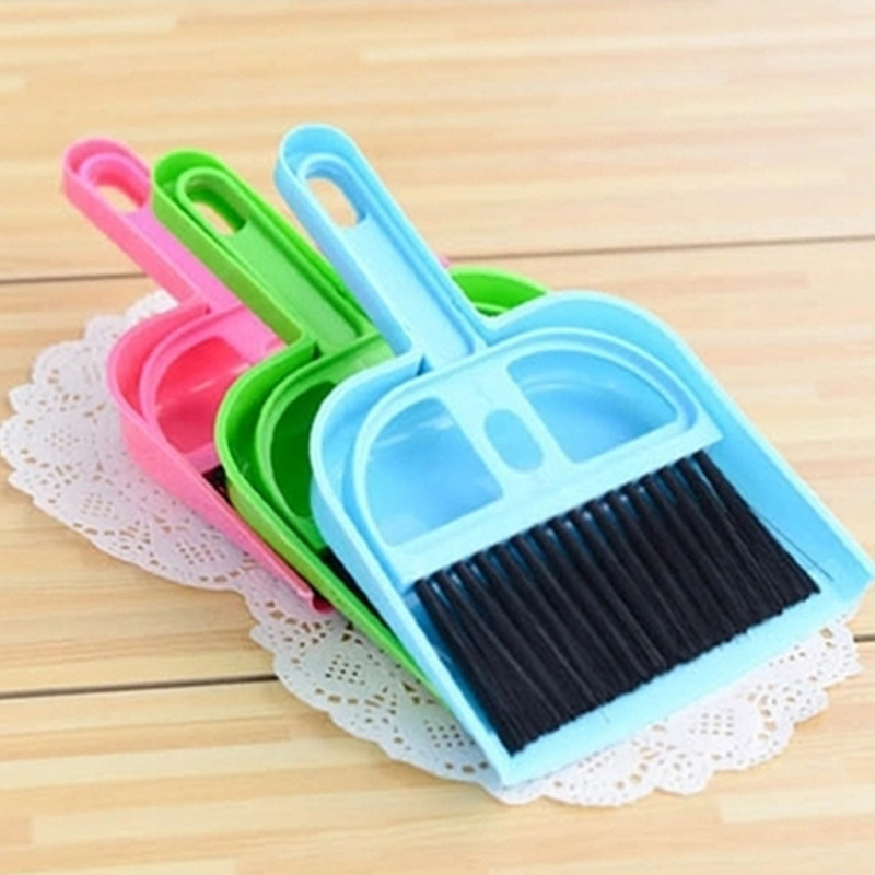 1 set of small broom shovel desktop scanning cleaning brush portable mini broom set desk computer utility