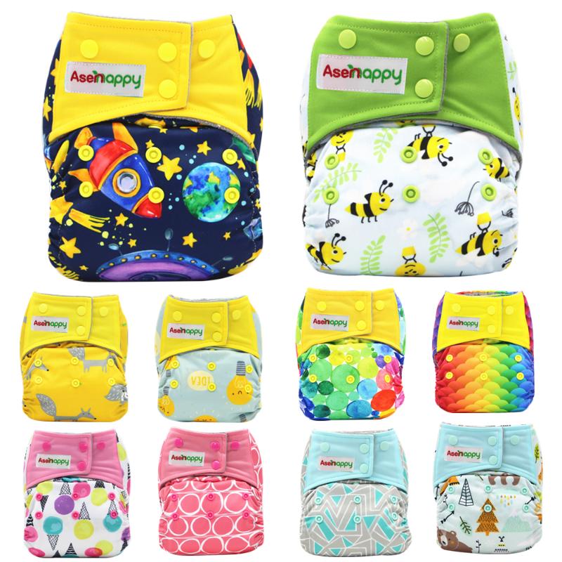 Cloth Diapers All-In-One Diaper For Baby Nappy Bamboo Charcoal Eco-friendly Digital Print AIO Reusable Nappies, Aio1