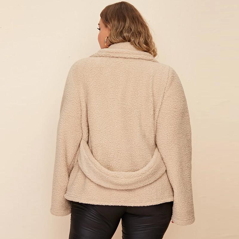Double Breasted Lambswool Plus Size Jacket Women Casual Solid Color Oversize Coat Fashion Winter Jacket For Women New 210413