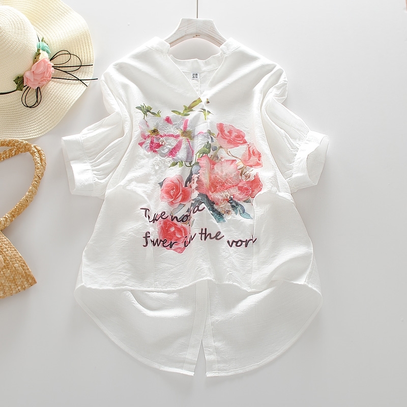VANOVICH Women Blouses Summer Wild Cotton Casual Printed V-neck and Tops Female cotton Linen Clothing 210615
VANOVICH Women Blouses Summer Wild Cotton Casual Printed V-neck and Tops Female cotton Linen Clothing 210615