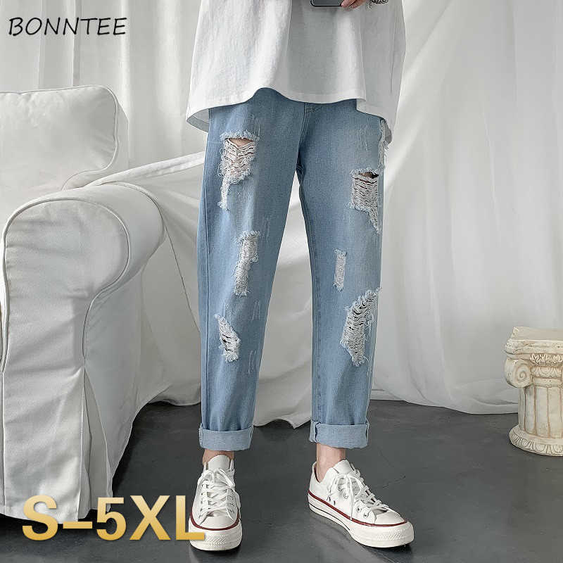 Jeans Men Fur-lined Hole Plus Size 5XL Crimping Mens Ankle-length Casual Loose Drawstring Streetwear Frayed Trendy Trousers New X0621, Light blue-no holes
Jeans Men Fur-lined Hole Plus Size 5XL Crimping Mens Ankle-length Casual Loose Drawstring Streetwear Frayed Trendy Trousers New X0621, Light blue-no holes