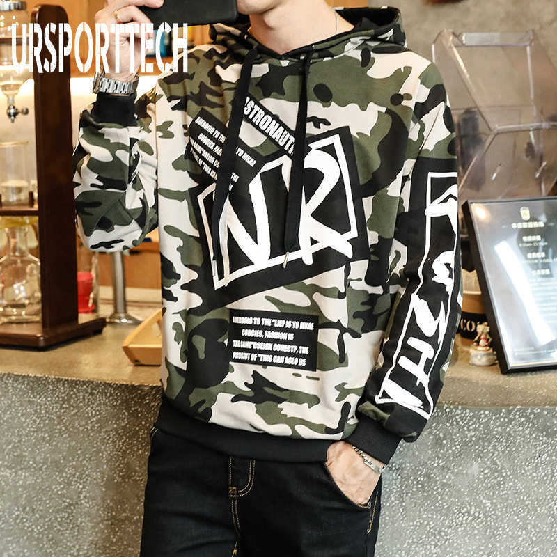 Autumn Men Camouflage Hoodies Long Sleeve Hooded Sweatshirt Male Hoodie Casual Hip Hop Streetwear Hoodie Homme Big Size M-4XL 210528
