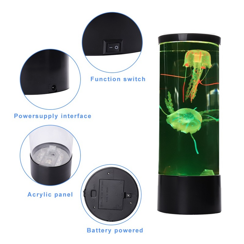 LED Jellyfish Lamp Bedside Night Light Color Changing Jellyfish Tank Aquarium Led Lamp Relaxing Mood Lights Lava Lamp Kids Gifts