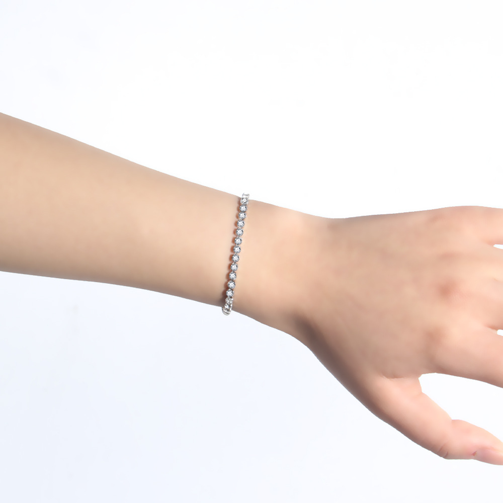 Women Stainless Steel Tennis Bracelet Cubic Zirconia Stones Crystals Hip Hop Jewelry 19cm304v7390928