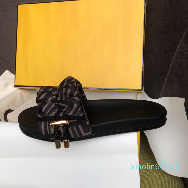 Fashion-Women Sandals Satin letters fold flower Classic Fashion Casual Shoes beach flat bottom sandals thick bottom leisure vacation shoes