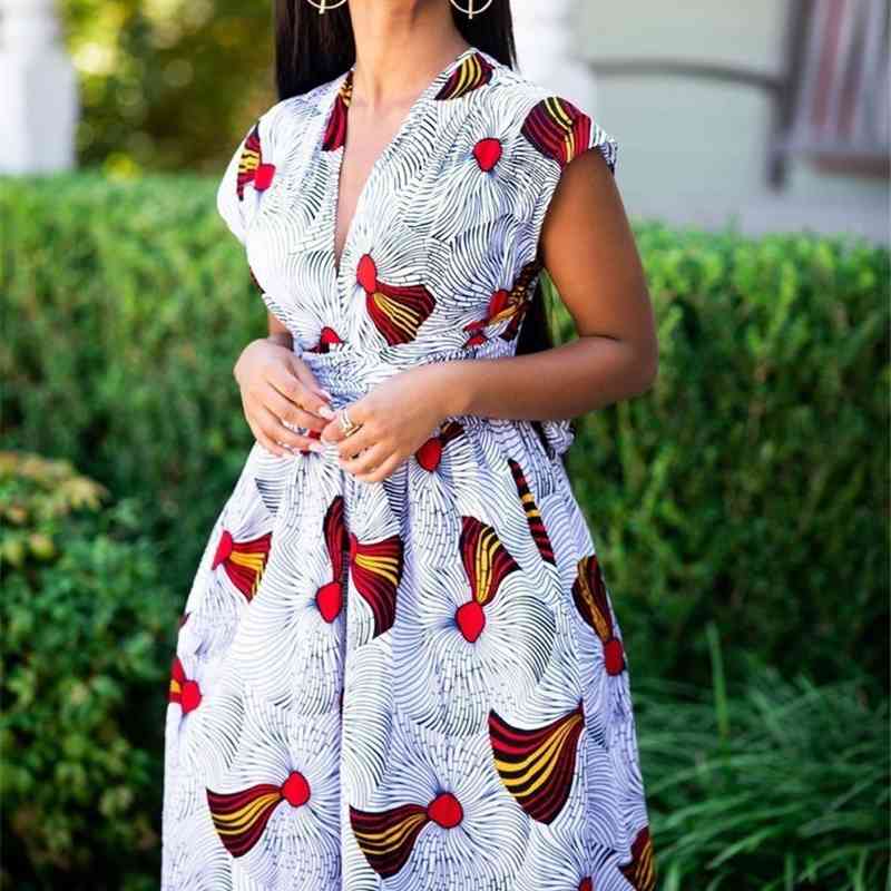 Women Sexy Boho African Jumpsuits Ankara Style DIY Bandage Rompers African Clothes African Dresses Women Robe Africaine Femme 210408