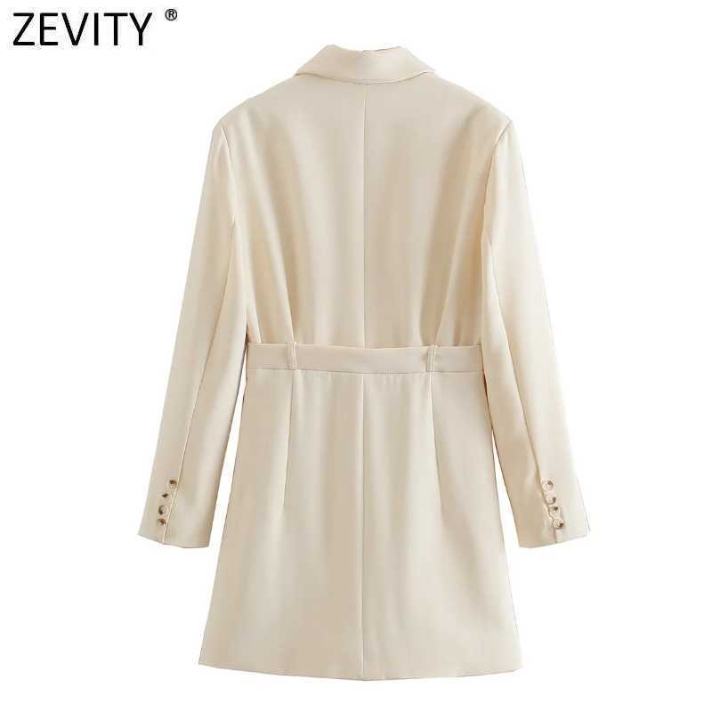 Zevity Women Elegant Notched Collar Solid Collar Business Shirtdress Female Long Sleeve Patchwork Vestido Chic Dresses DS8257 210603