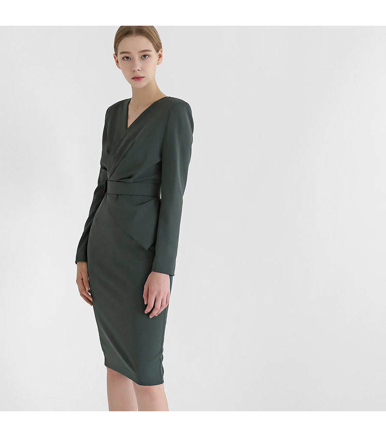Vintage Fashion Women Slim Formal Dress Arrival Office OL Lady V-Neck Elegant High Waist Bodycon Pencil Femme 210519