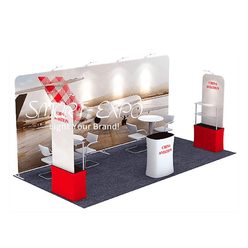 Exhibition Portable Stand 10x20 Booth for Advertising Display with Frame Kits Custom Full Color Printed Graphics Carry Bag