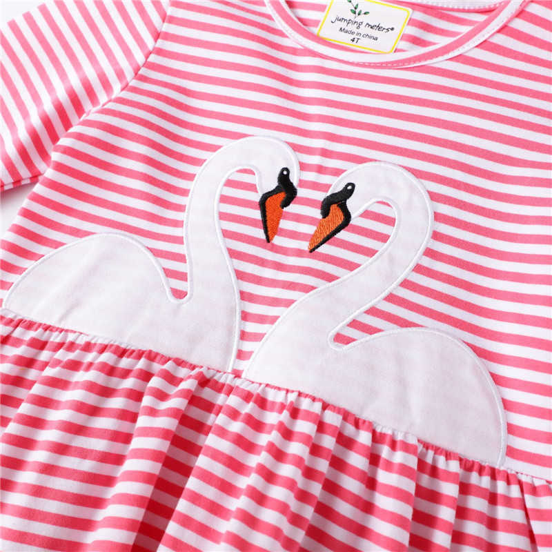 Jumping Meters Long Sleeve Princess Stripe Dresses Animals Applique Autumn Spring Kids Girls 210529