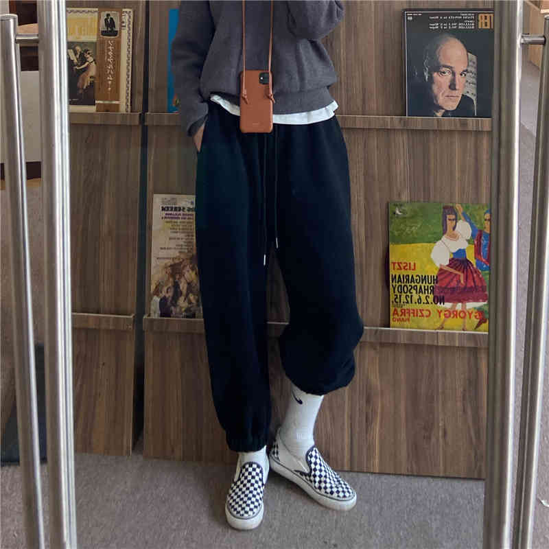 Spring Autumn Casual Sportspants Trousers Elegant Minimalist High Waist Straight Pants Women Female 210421