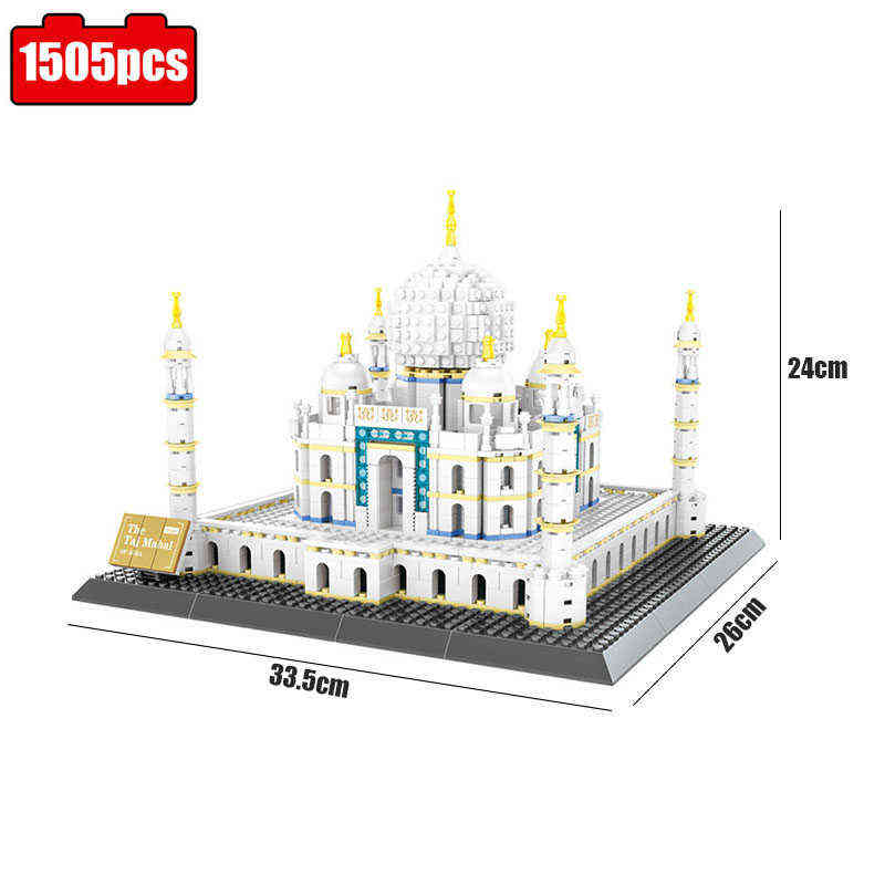 1505pcs City Architecture Building Blocks Citys Architecture Land marks Taj Mahal Palace Bricks 3D Model Toys For Kids Gifts Y220214