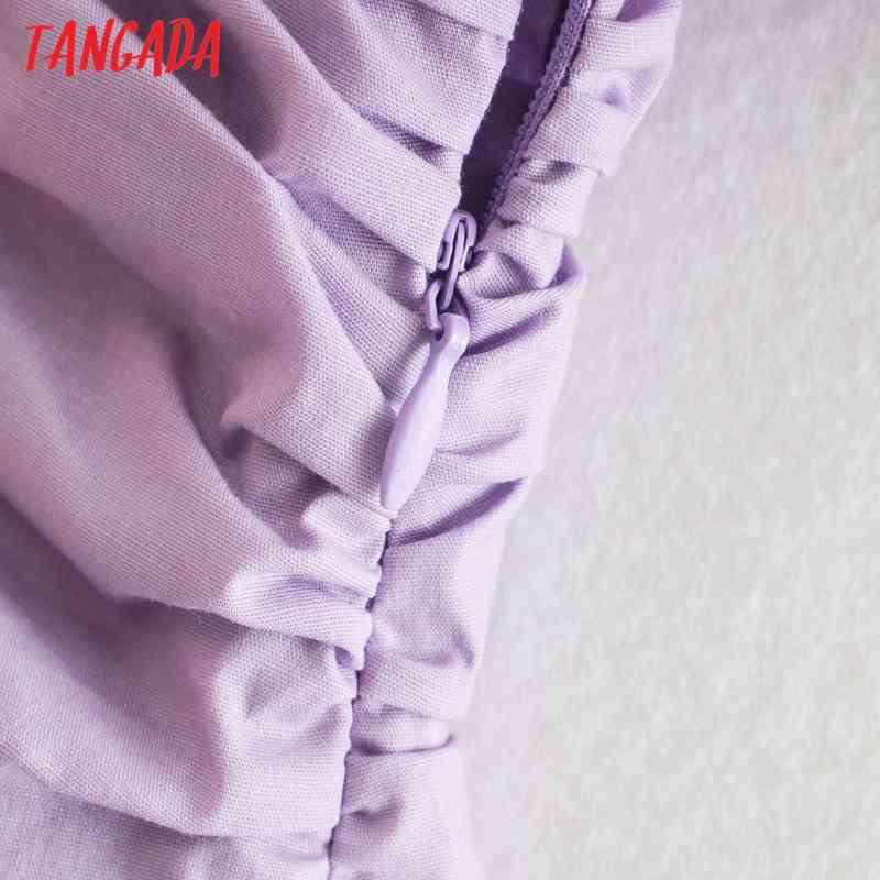 Fashion Women Solid Purple Ruffles Arrival Short Sleeve Ladies Mini Dress Vestidos 4Y03 210416