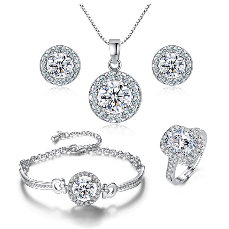 Earrings & Necklace Jewelry Sets For Women Wedding Engagement Holy Light Combination Silver Color Crystal Zircon Bride Jewellry Gifts KAS093
Earrings & Necklace Jewelry Sets For Women Wedding Engagement Holy Light Combination Silver Color Crystal Zircon Bride Jewellry Gifts KAS093