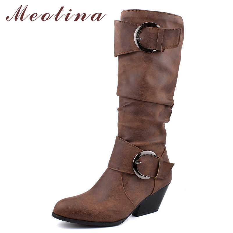 Meotina Autumn Knee High Boots Women Pleated Spike Heels Long Boots Buckle Pointed Toe Shoes Female Winter Black Plus Size 34-46 210608
Meotina Autumn Knee High Boots Women Pleated Spike Heels Long Boots Buckle Pointed Toe Shoes Female Winter Black Plus Size 34-46 210608