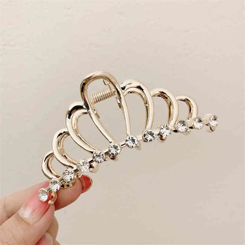 Hair Jewelry Accessories Pearl Alloy Shark Clip 2021 Large Grab Korea Dongdamen Rhinestone Pin Lovely Girl