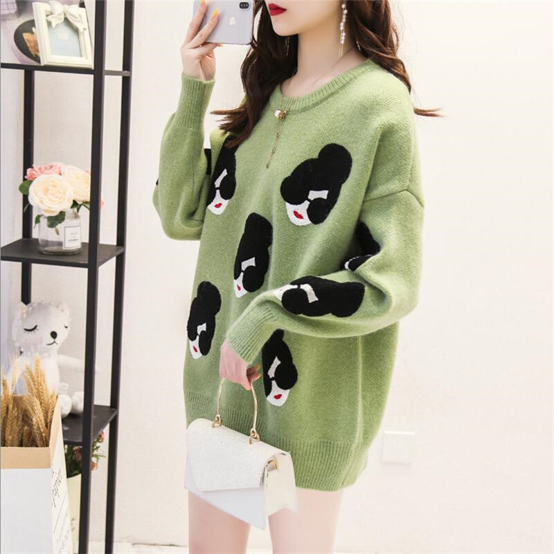 Women Sweaters and Pullovers Winter Warm Knitted Wool Long Korean Tunic Loose Sleeve Jumpers Sexy Christmas Tops 210428