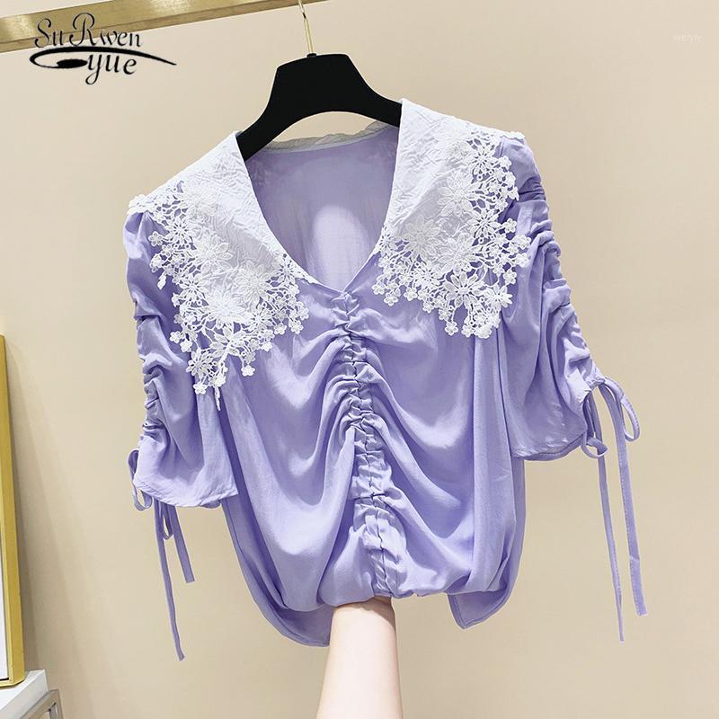 Women's Blouses & Shirts Korean Clothing Short Sleeve Loose Lace Blouse Sweet Shirt Chiffon Women Solid Color Ladies Tops Blusas 9420, White
Women's Blouses & Shirts Korean Clothing Short Sleeve Loose Lace Blouse Sweet Shirt Chiffon Women Solid Color Ladies Tops Blusas 9420, White
