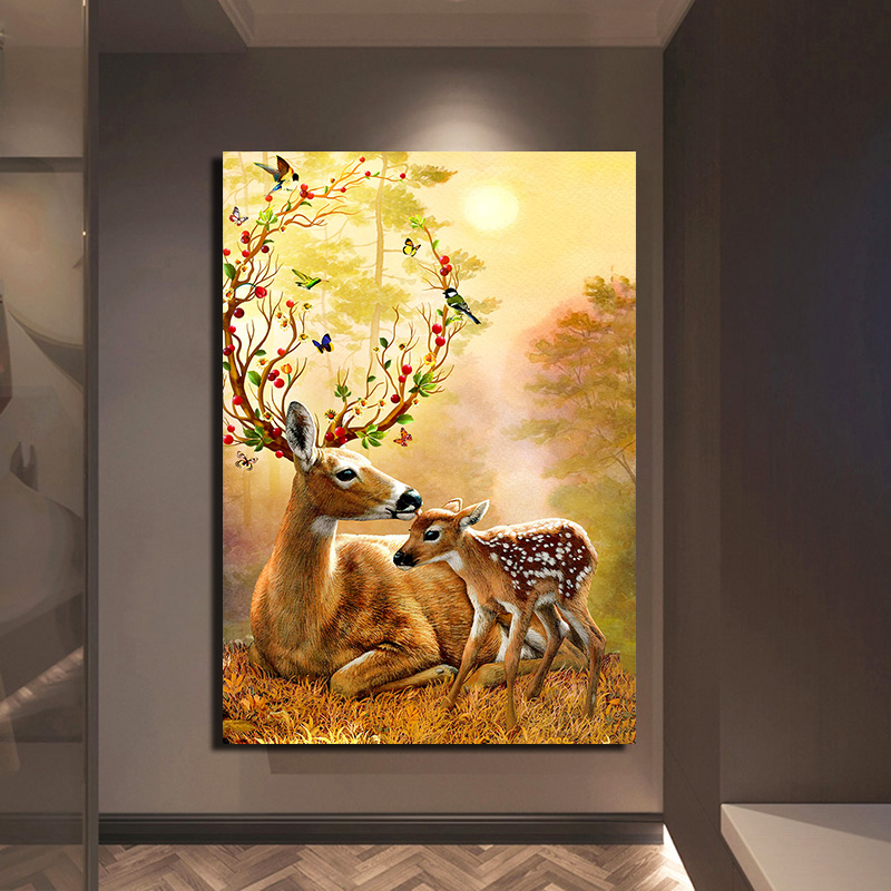 Nordic Poster Animal Portrait Art Cuadros Print Deers Tree Landscape Wall Decoration Canvas Painting For Living Room Home Decor