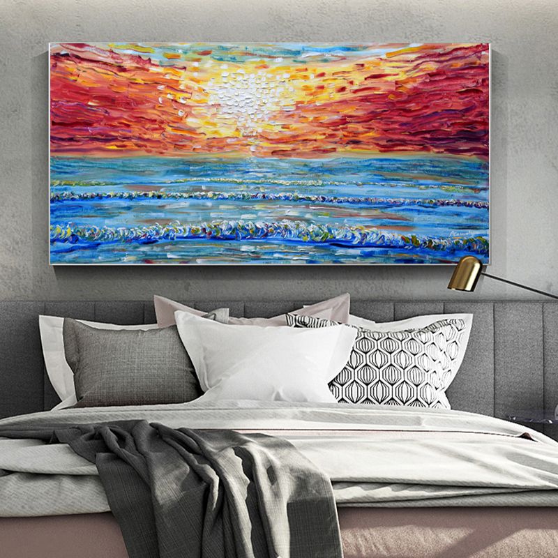 Sea Sunset Sky Posters And Prints Knife Painting On Canvas Landscape Picture Wall For Living Room Modern Home Decor