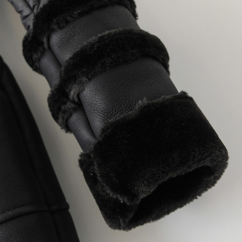 Women Thick Warm Black Coat Winter Autumn Long Sleeve Chic Faux Leather Jacket Lady Zipper Sashes Stylish Midi Long Coat 210414