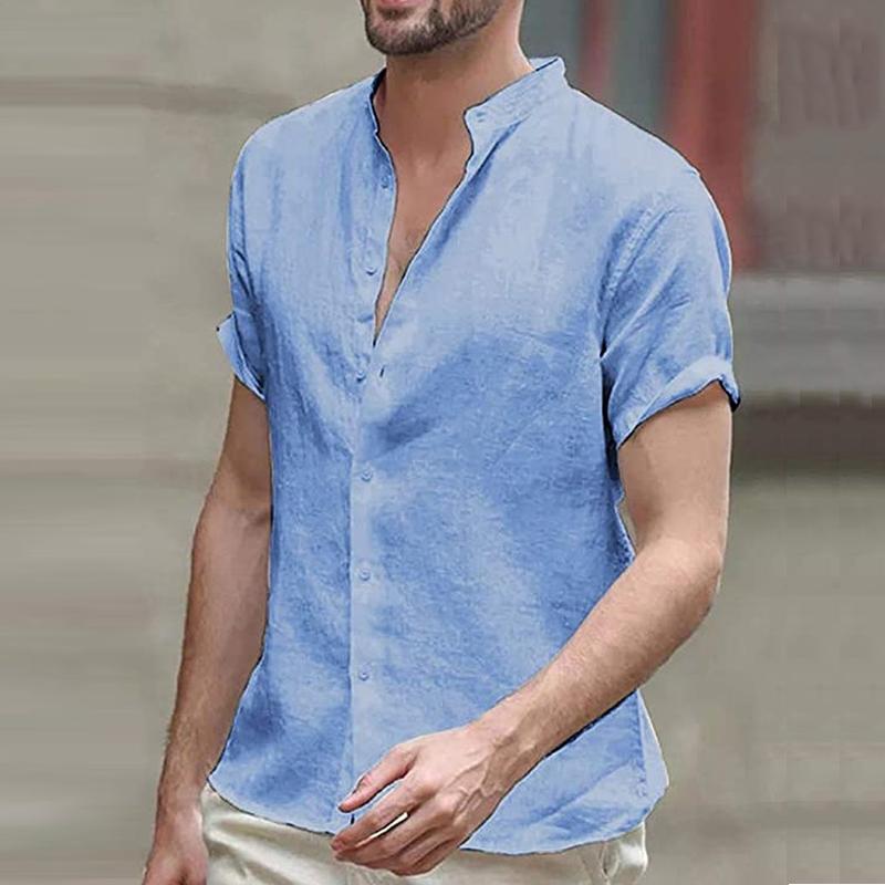 Summer Mens Shirts Short Sleeve Linen Cotton Shirt 2021 Men Clothing Streetwear Slim Fit Male Casual Solid Button Blouse Tops Men's