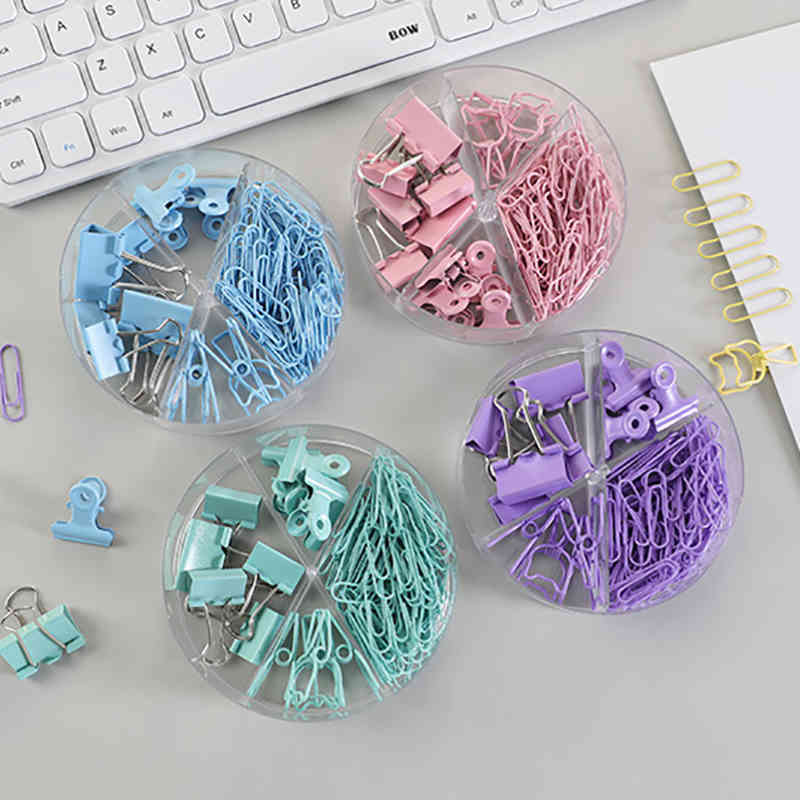 1Box Long Tail Clip School Office Storage Multi-function Colorful Push Pin Binder Clip Set Paper Clip Metal